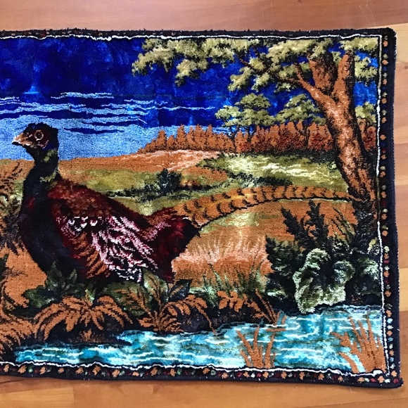 Vintage Pheasant Tapestry Wall Hanging Made in Lebanon - Picture 4 of 16